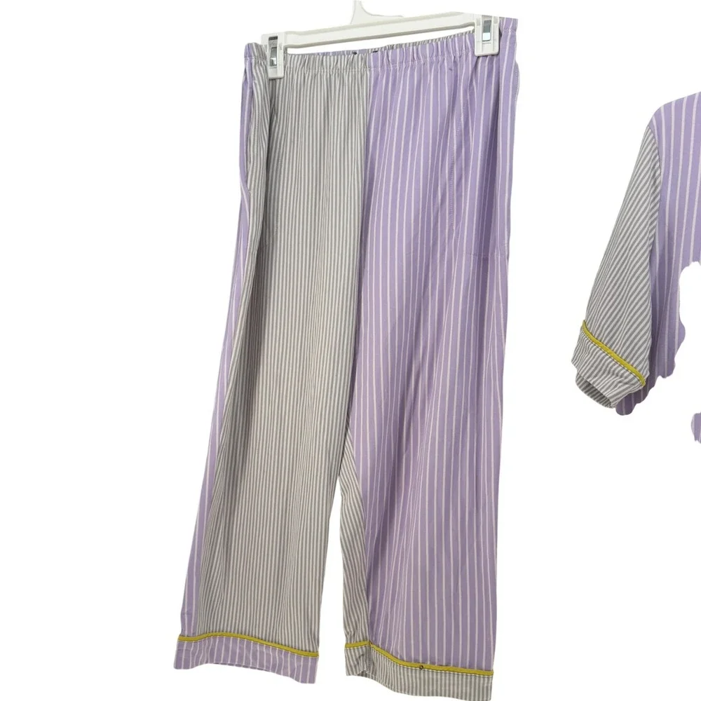 Simply Vera‎ Wang Pajama Set Women Large Purple Grey Striped Colorblock Lounge